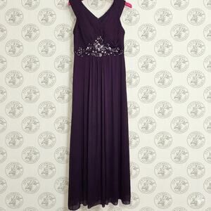 Alex Evenings Plum Purple Rhinestone Embellished Formal Gown - Size 12